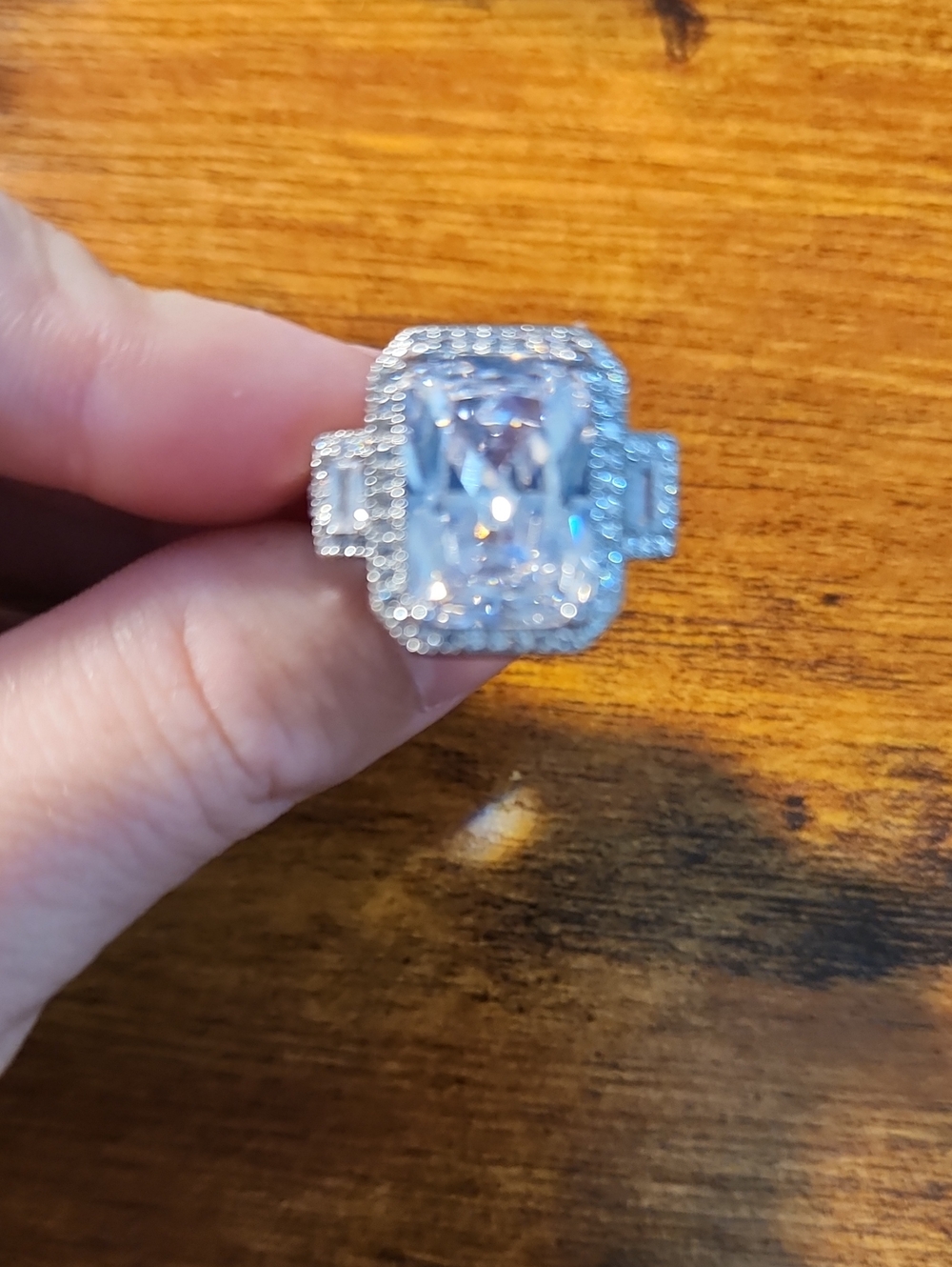 Luxury Exaggerated SquIare Princess Cut Cubic Zirconia Rhinestones On Sterling